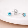 Sterling Silver Aquamarine Micro Stud Earrings – 3mm, thumbnail 5 of 5