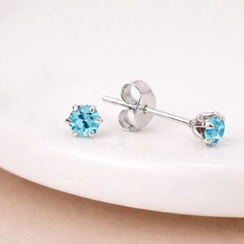 Sterling Silver Aquamarine Micro Stud Earrings – 3mm, 5 of 5