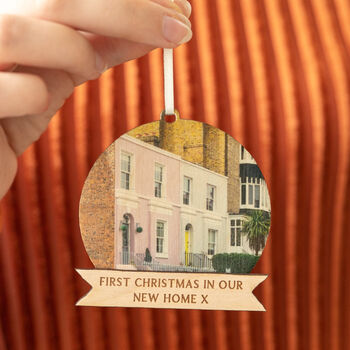 Personalised New Home Photo Christmas Bauble Decoration, 5 of 9