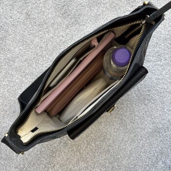 Women's Black Genuine Leather Shoulder Bag, Cross Body Bag, 3 of 4