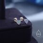 Blue Opal Heart Screw Back / Flat Back / Stud Earrings In Sterling Silver, thumbnail 6 of 12