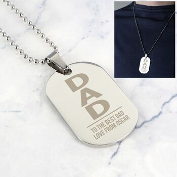 Personalised Dad Steel Dog Tag Necklace Gift, 8 of 8