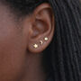 Gold Plated Sterling Silver Mismatched Moon And Star Stud Earrings – 5mm, thumbnail 4 of 6