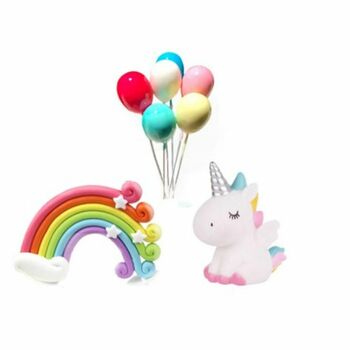 Rainbow And Unicorn Eight Piece Cake Topper Set, 7 of 8
