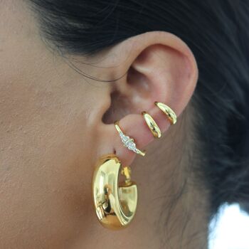18k Gold Plated Chubby Hoop Earrings, 8 of 9