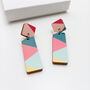 Treat Wooden Dangle Earrings Green/Pink, thumbnail 3 of 8