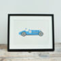 Blue Racing Car A4 Print Unframed, thumbnail 2 of 2