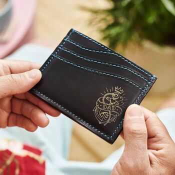 Dad Tattoo Leather Card Holder, 3 of 8