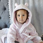 Personalised Pink Baby Dressing Gown With Ears, thumbnail 3 of 12