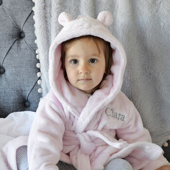 Personalised Pink Baby Dressing Gown With Ears, 3 of 12