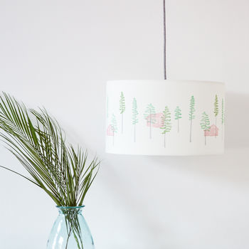 Green Trees And Cabin Drum Lampshade, 6 of 8