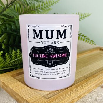 Personalised Fucking Awesome Neon Mothers Day Candle, 2 of 12