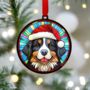Bernese Mountain Dog In Santa Hat Suncatcher Decoration, thumbnail 4 of 6
