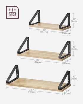 Set Of Three Floating Wall Shelves With Dual Mounting, 2 of 11