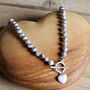 Grey Freshwater Pearl Heart Charm Necklace, thumbnail 1 of 2