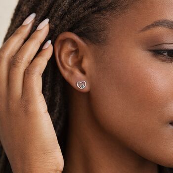 Sterling Silver And Gold Double Heart Stud Earrings – 9mm, 5 of 9