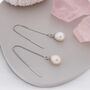 Genuine Fresh Water Pearl Threader Earrings, thumbnail 2 of 12