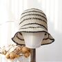 Monaco Cream Black Ombré Stripe Straw Beach Hat, thumbnail 2 of 4