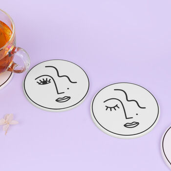 G Decor Set Of Four Abstract Face Coasters, 2 of 7