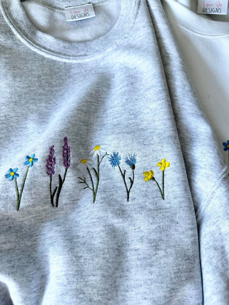 Wildflowers Embroidered Sweatshirt By Love Jo Designs