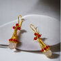 Crystal Coral Earrings Plated With 24k Gold, thumbnail 1 of 4