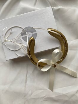 Personalised Gold Snowflake Christmas Lucky Wedding Horseshoe, 6 of 8