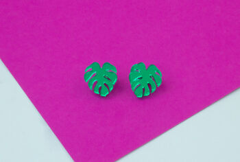 Monstera Leaf Stud Statement Earrings, 2 of 4