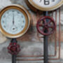 Industrial Pipe Wall Clock – Gold And Red Metal, thumbnail 4 of 6