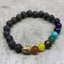 Buddha Chakra Gemstone Lava Stone Beaded Bracelet, thumbnail 1 of 3
