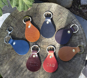 Handmade Personalised Leather Keyring Made In Britain English Leather, 7 of 7