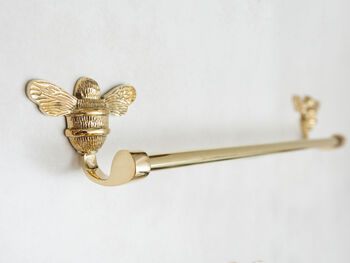 Brass Bee Bathroom Towel Rail With Bee Brass, 2 of 5