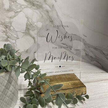 Classic Personalised Clear Acrylic Leave Your Wishes Sign A5, 4 of 6