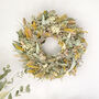 Dried Eucalyptus Wreath With Yellow Flowers, thumbnail 1 of 7
