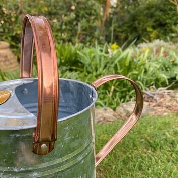 Copper Trim Galvanised Metal Watering Can, 7 of 10