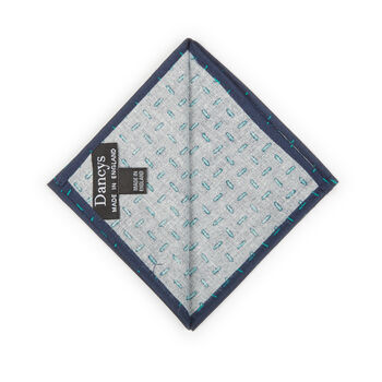 Mens Navy Geometric Print Pocket Square, 6 of 6