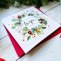 Wonderful Wife Festive Wreath Christmas Card, thumbnail 3 of 4