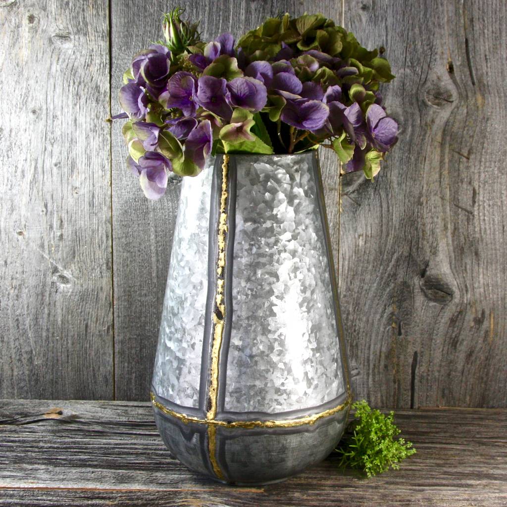Zinc And Bronze Vase By London Garden Trading