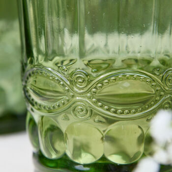 Aurielle Embossed Green Tumbler Glass, 2 of 3