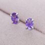 Natural Amethyst Purple Stud Earrings Sterling Silver, thumbnail 5 of 10