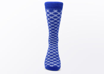 Mpatapo African Design Cotton Socks, White/Blue, 2 of 3