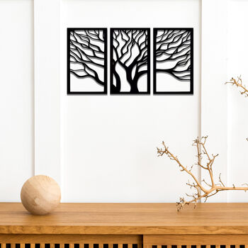 Abstract Tree Triptych: Wooden Wall Art For Homes, 5 of 9