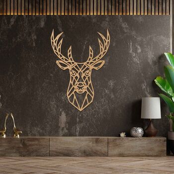Geometric Stag Deer Head Wooden Wall Art Room Decor, 8 of 10