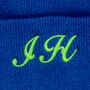 Blue Embroidered Personalised Neon Initial Beanie, thumbnail 2 of 2