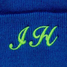 Blue Embroidered Personalised Neon Initial Beanie, 2 of 2