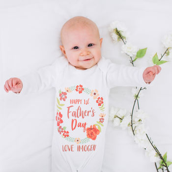 Personalised First Father's Day Floral Babygrow, 3 of 11