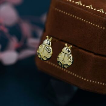 Sterling Silver Cute Little Ladybird Stud Earrings, 6 of 12