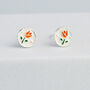 Sterling Silver Tulip Circle Stud Earrings, thumbnail 1 of 6