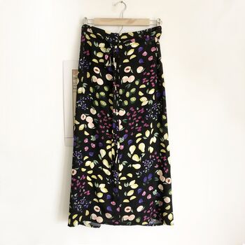 Fruit Print Summer Wrap Skirt, Midi Wrap Skirt, 5 of 7