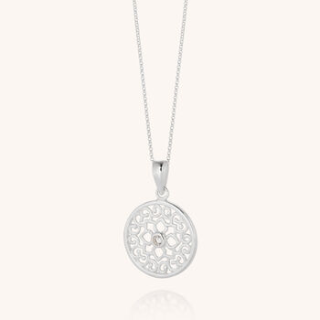 Mandala Flower Necklace Sterling Silver, 2 of 4