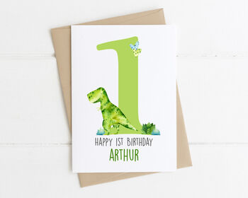 Personalised Children's Birthday Card Green Dinosaur, 8 of 8